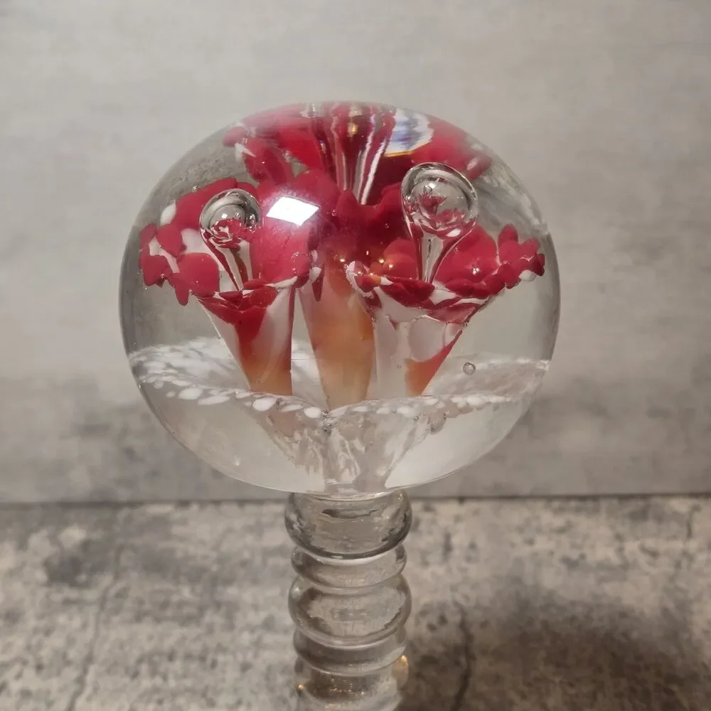 Footed Floral Paperweight on Pedestol 7